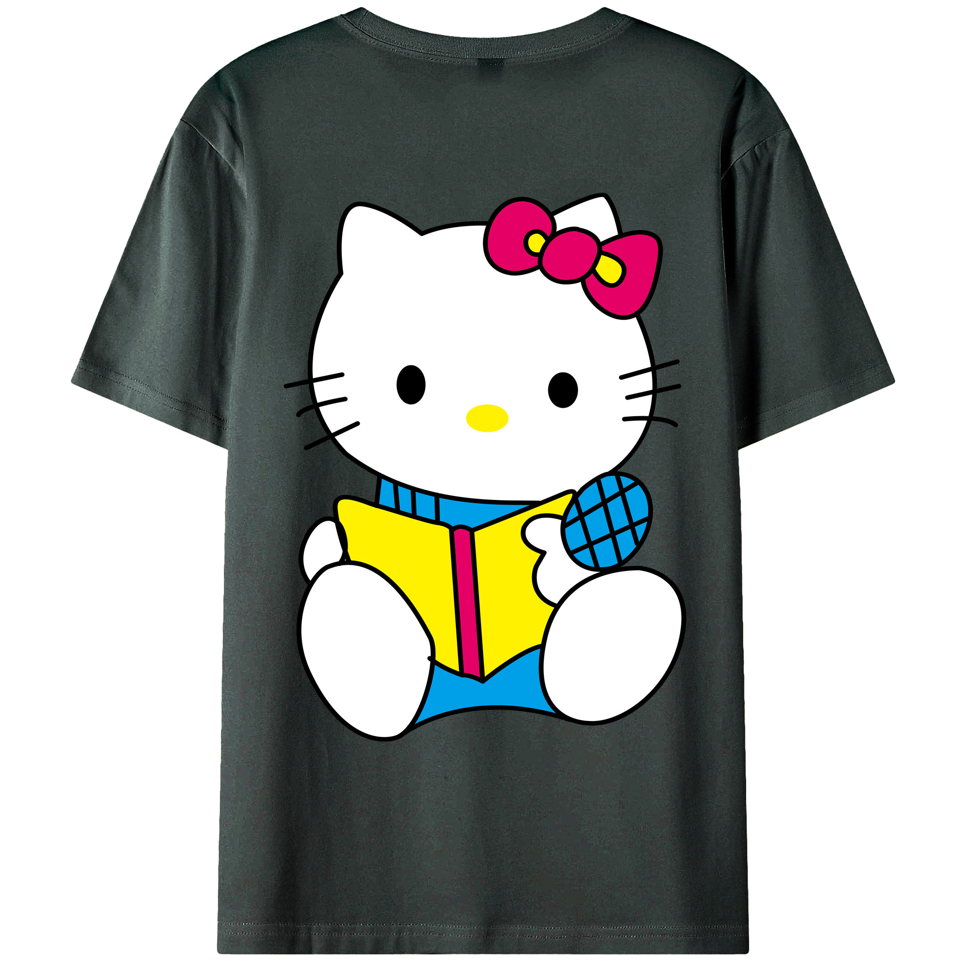 （画像用） Hello Kitty ハローキティ 綿100％ メンズ半袖Tシャツ（バックプリント） 通気性
